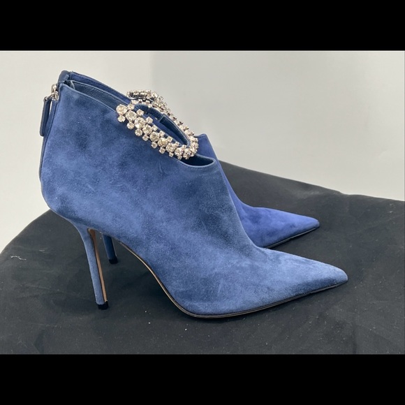 Authentic Jimmy Choo Women's Pop Blue Suede Leather Blaize 100 Boots Shoes ~38.5 - Picture 5 of 16